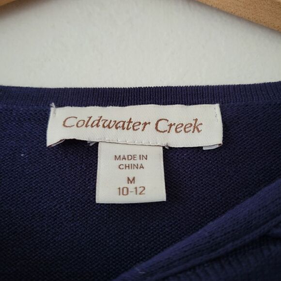 Coldwater Creek Silk/Cotton Navy Blue Sweater M 10-12 Short Sleeve - Picture 7 of 8